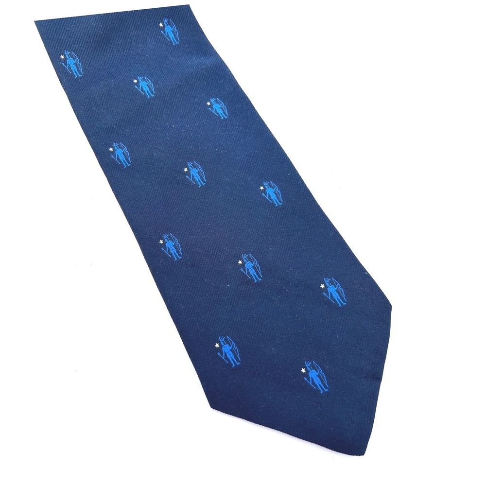 Brooks Brothers Makers Navy Blue Silk Tie Woven in England Figure Motif Mens